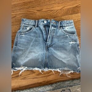 Zara Denim Distressed Mini Skirt